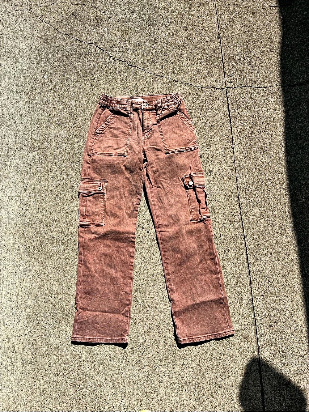 Vervet High Rise Pocket Cargo Straight leg Jeans burnt orange